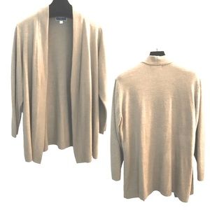 Karen Scott Woman Free Flowing Open Cardigan - Tan Plus Size ~3X